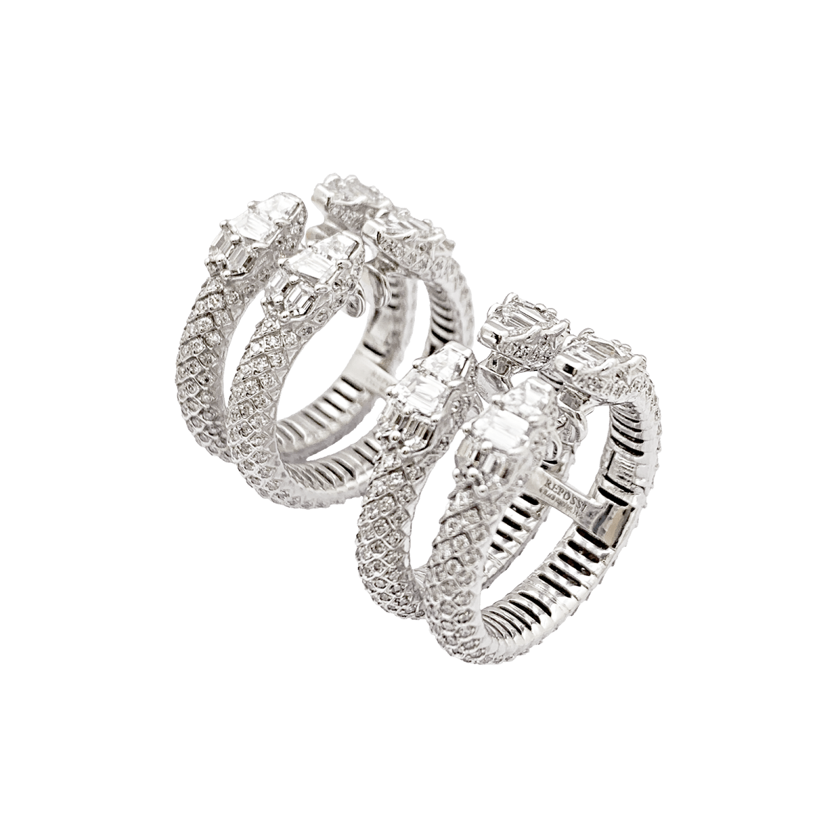 Boucles d'oreilles Repossi "Ophydienne", or blanc, diamants. - Castafiore