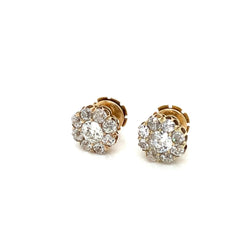 Boucles d'oreilles Retro 3.70 Carats Old Mine Cut Diamond Cluster - Castafiore