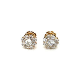 Boucles d'oreilles Retro 3.70 Carats Old Mine Cut Diamond Cluster - Castafiore