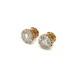 Boucles d'oreilles Retro 3.70 Carats Old Mine Cut Diamond Cluster - Castafiore