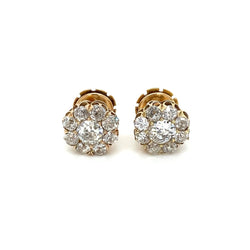 Boucles d'oreilles Retro 3.70 Carats Old Mine Cut Diamond Cluster - Castafiore