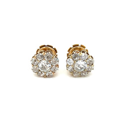 Boucles d'oreilles Retro 3.70 Carats Old Mine Cut Diamond Cluster - Castafiore