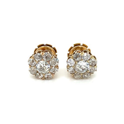 Boucles d'oreilles Retro 3.70 Carats Old Mine Cut Diamond Cluster - Castafiore