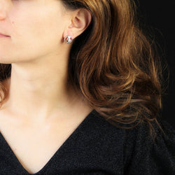 Boucles d'oreilles RÉTRO Anciennes en or rose et blanc avec diamants - Castafiore