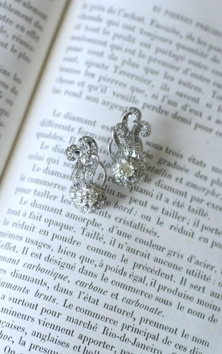 Boucles d'Oreilles Retro Diamants 1.55 Cts - Castafiore