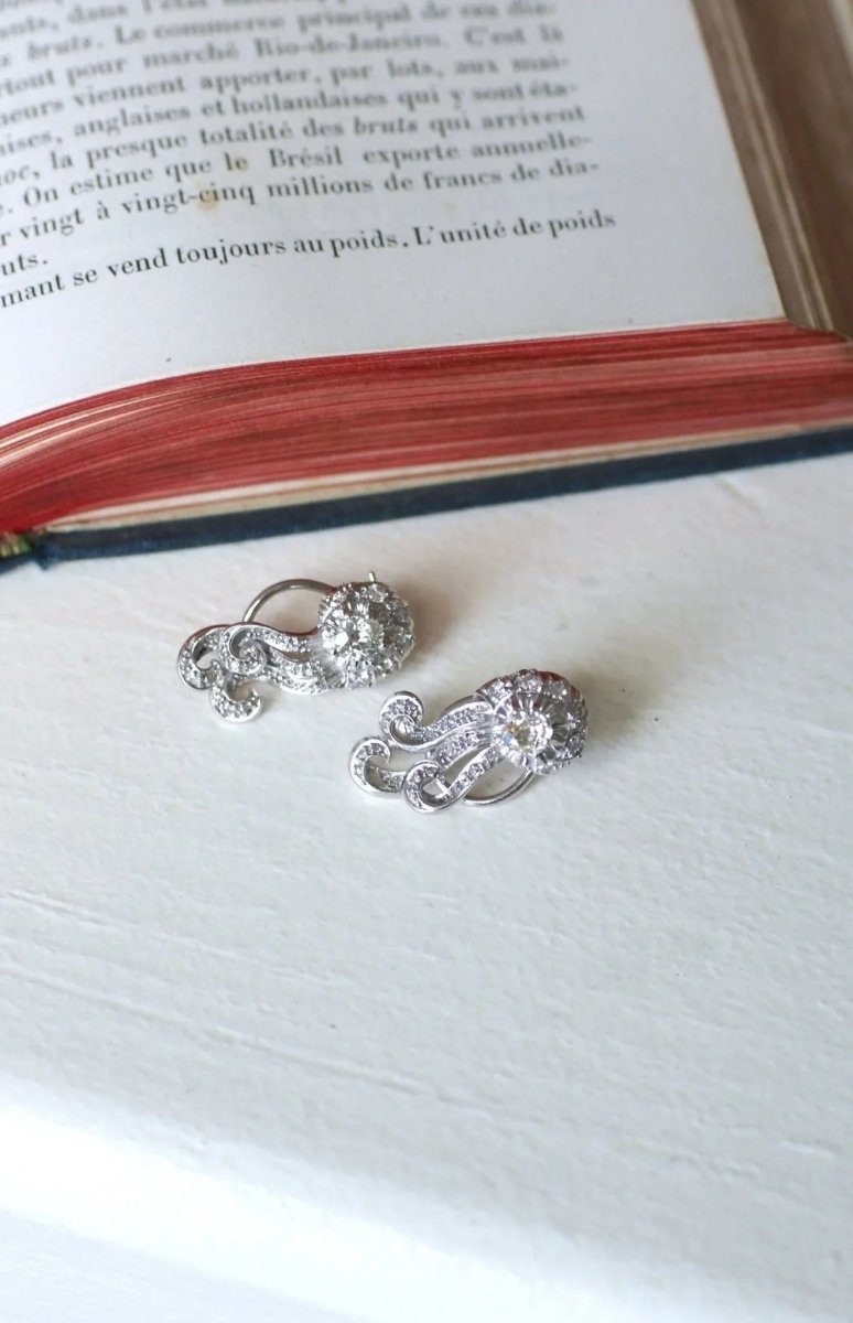 Boucles d'Oreilles Retro Diamants 1.55 Cts - Castafiore