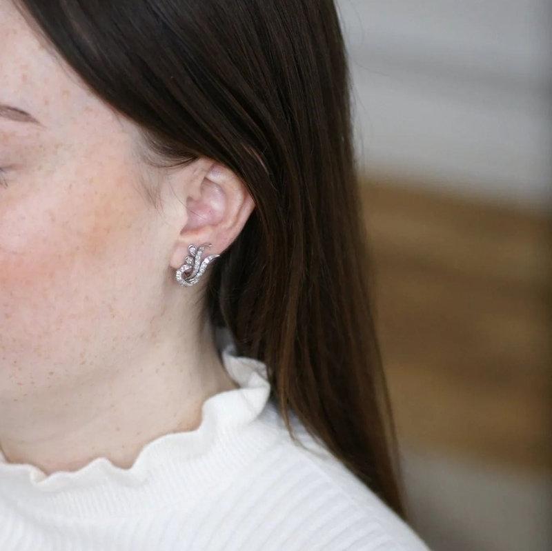 Boucles d'oreilles Retro Diamants or blanc - Castafiore