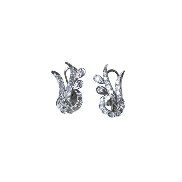 Boucles d'oreilles Retro Diamants or blanc - Castafiore