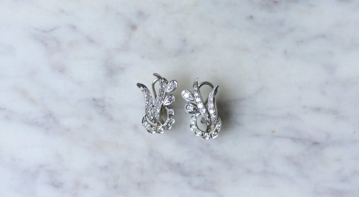 Boucles d'oreilles Retro Diamants or blanc - Castafiore