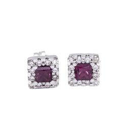 Boucles d'oreilles rhodolite et or blanc - Castafiore