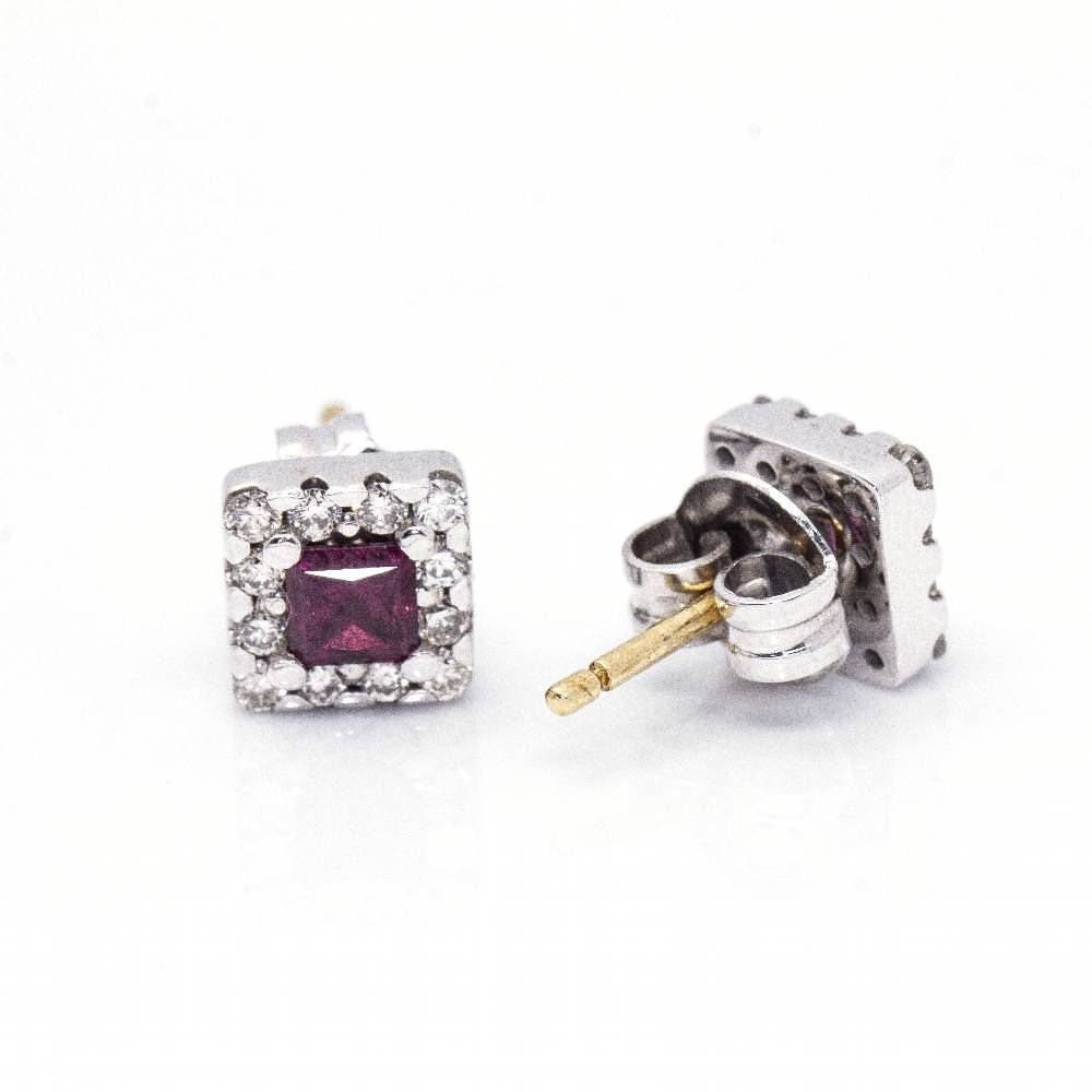 Boucles d'oreilles rhodolite et or blanc - Castafiore