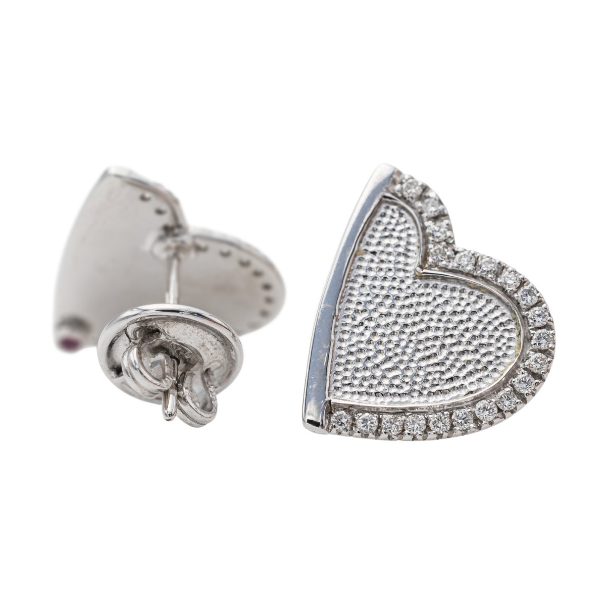 Boucles d'oreilles ROBERTO COIN "Coeur" en Or blanc et Diamant - Castafiore