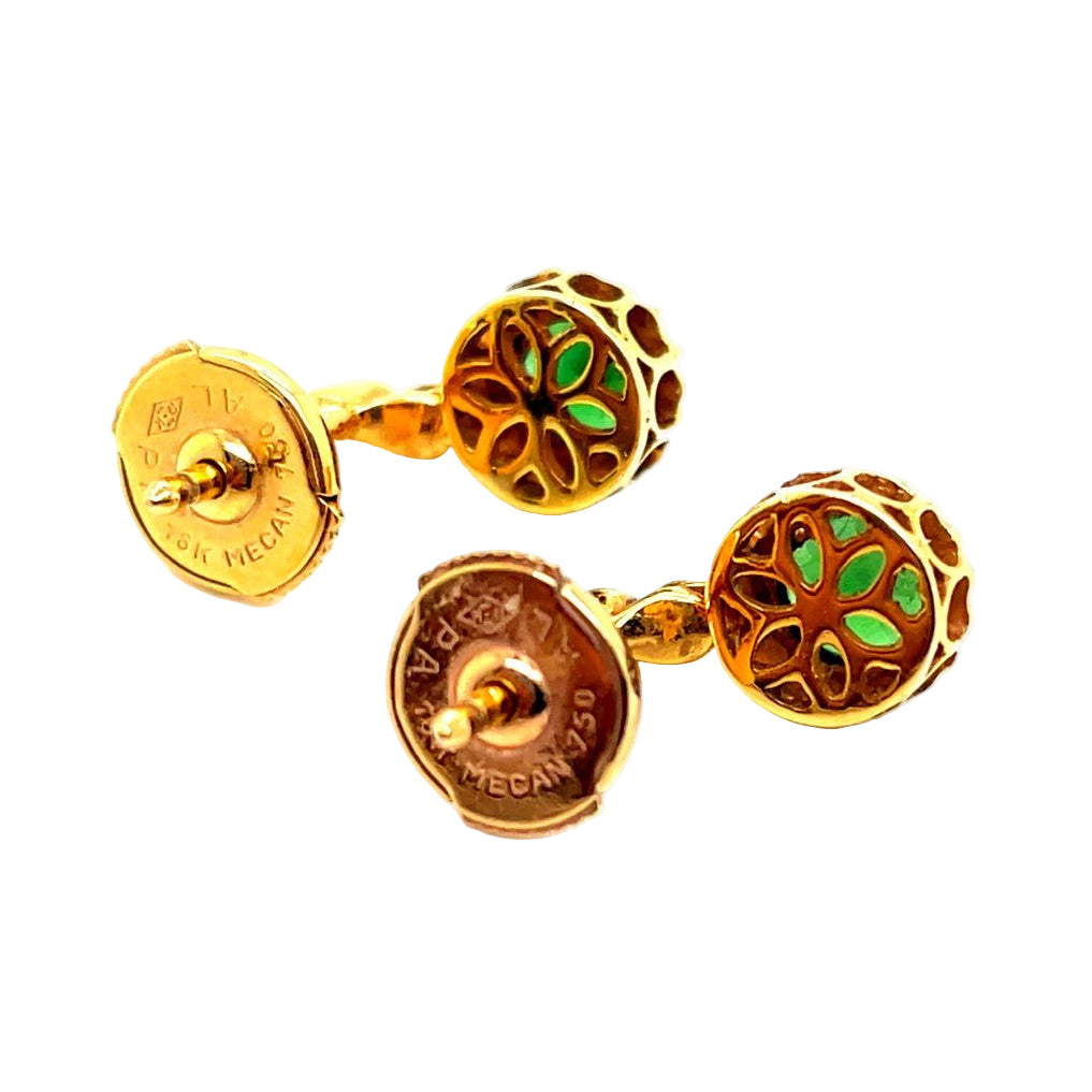 Boucles d'oreilles SELIM MOUZANNAR "Beirut" en or rose, grenat tsavorites et diamants - Castafiore