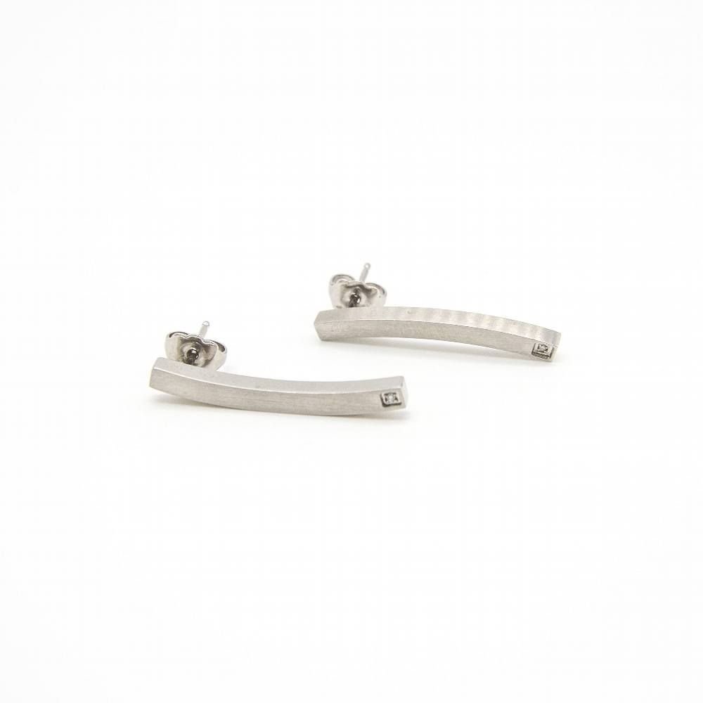 Boucles d'oreilles Stilo en acier inoxydable et diamants - Castafiore