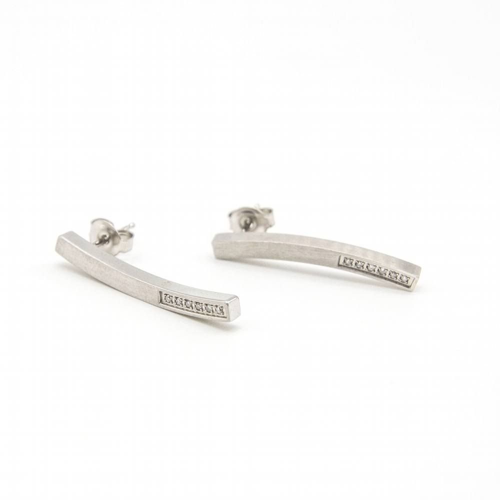 Boucles d'oreilles Stilo en acier inoxydable et diamants - Castafiore