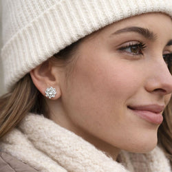 Boucles d'oreilles style rosetón en or blanc et diamants - Castafiore