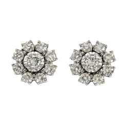 Boucles d'oreilles style rosetón en or blanc et diamants - Castafiore