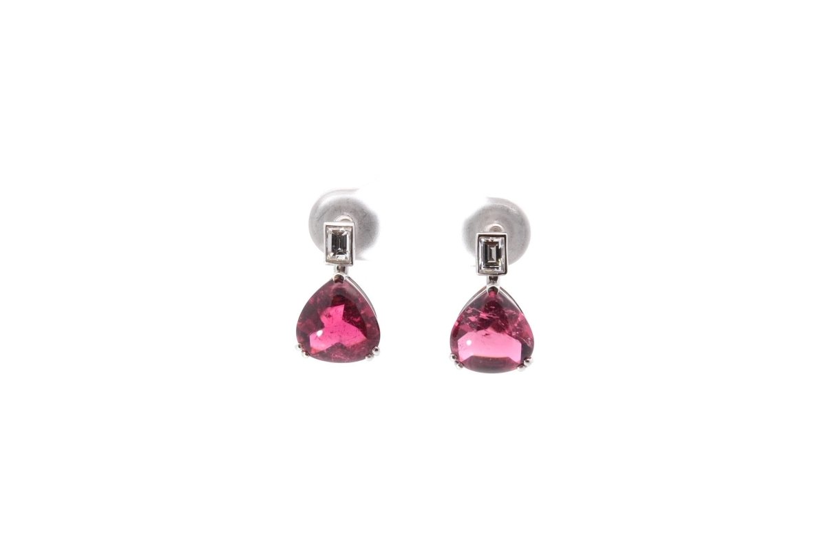 Boucles d'oreilles tourmalines et diamants en or blanc - Castafiore