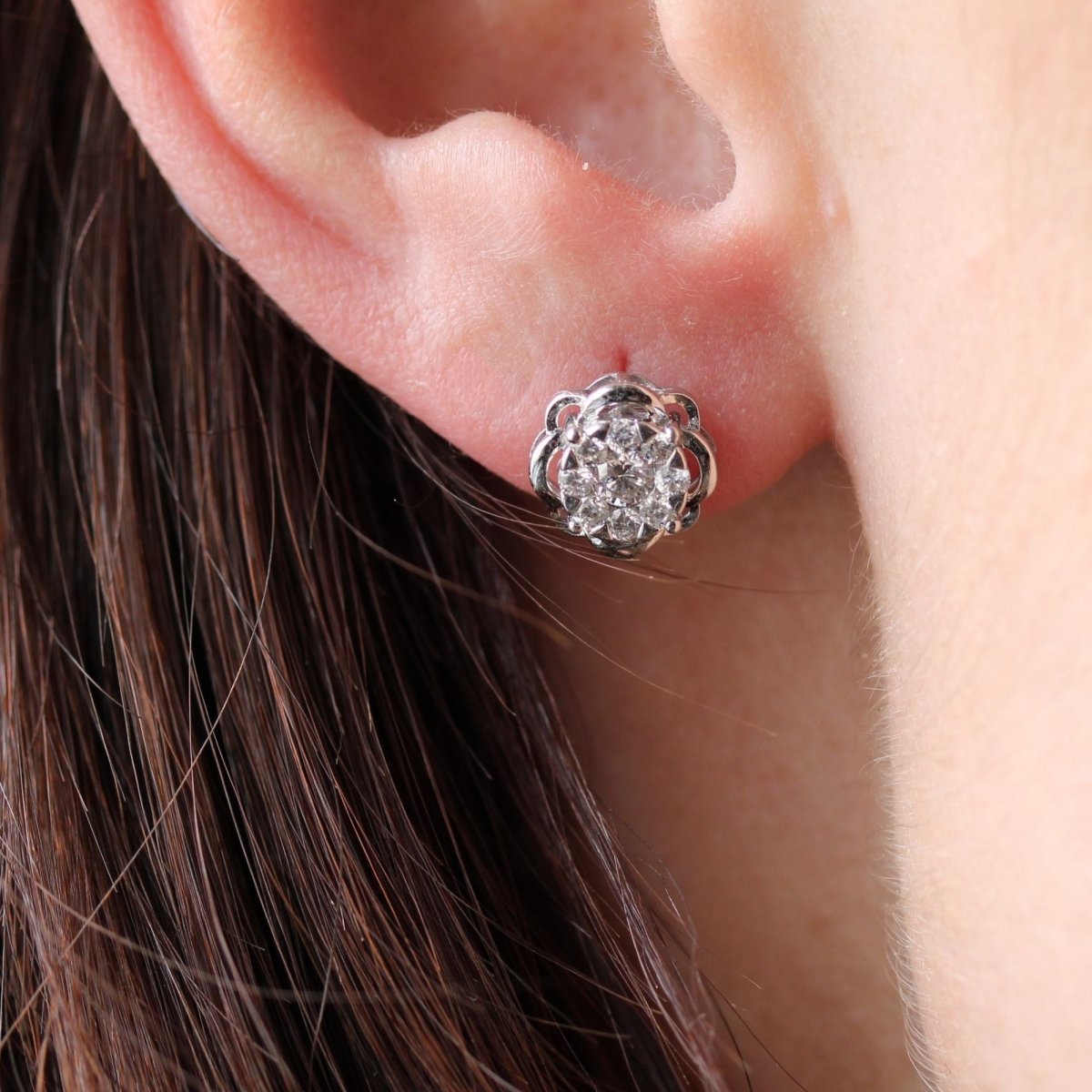 Boucles d'oreilles transformables en or blanc et diamants - Castafiore
