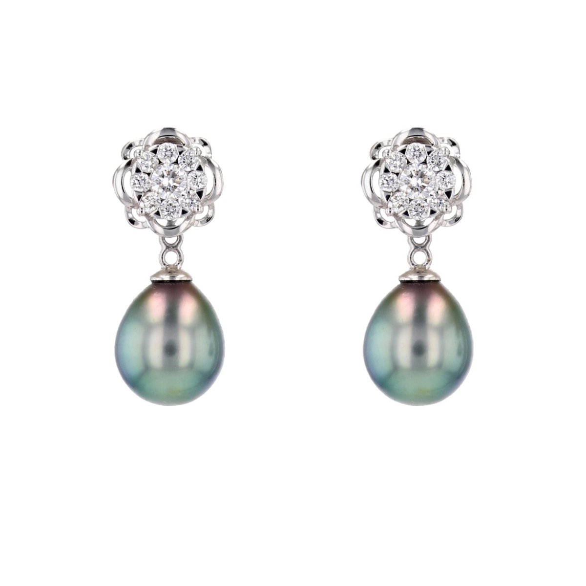 Boucles d'oreilles transformables en or blanc et diamants - Castafiore