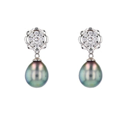 Boucles d'oreilles transformables en or blanc et diamants - Castafiore