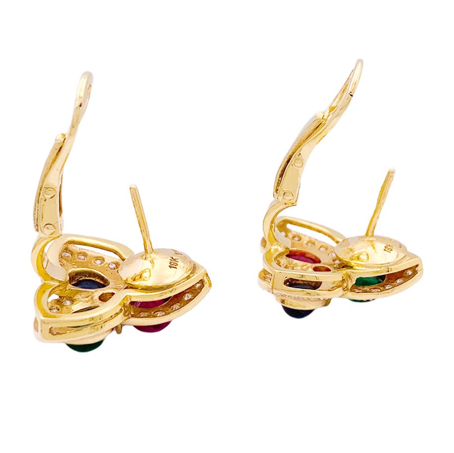 Boucles d'oreilles "Tutti Frutti" or jaune, éméraude, rubis, saphir et diamants - Castafiore