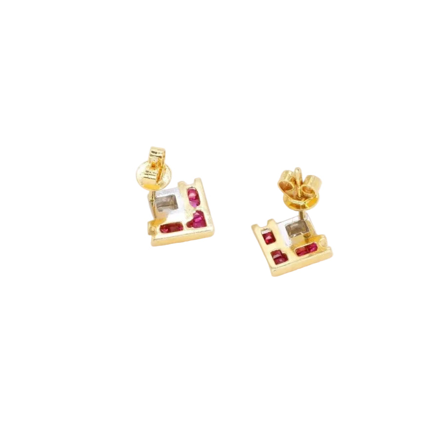Boucles d’oreilles vintage diamants rubis calibres - Castafiore