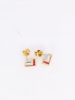 Boucles d’oreilles vintage diamants rubis calibres - Castafiore