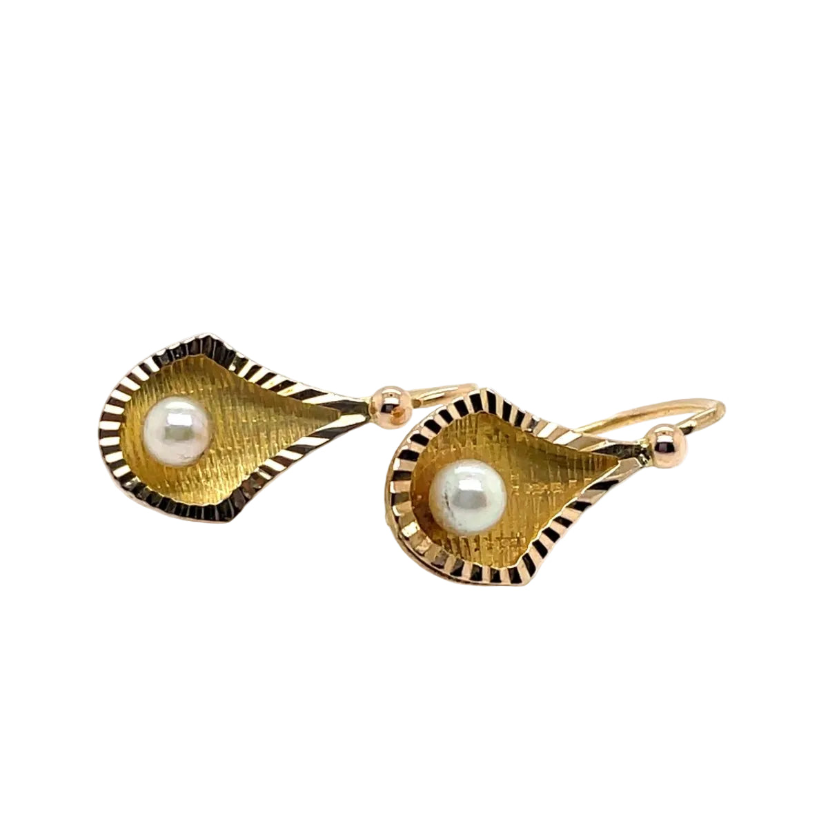 Boucles d'oreilles VINTAGE Dormeuses en or jaune et perles - Castafiore