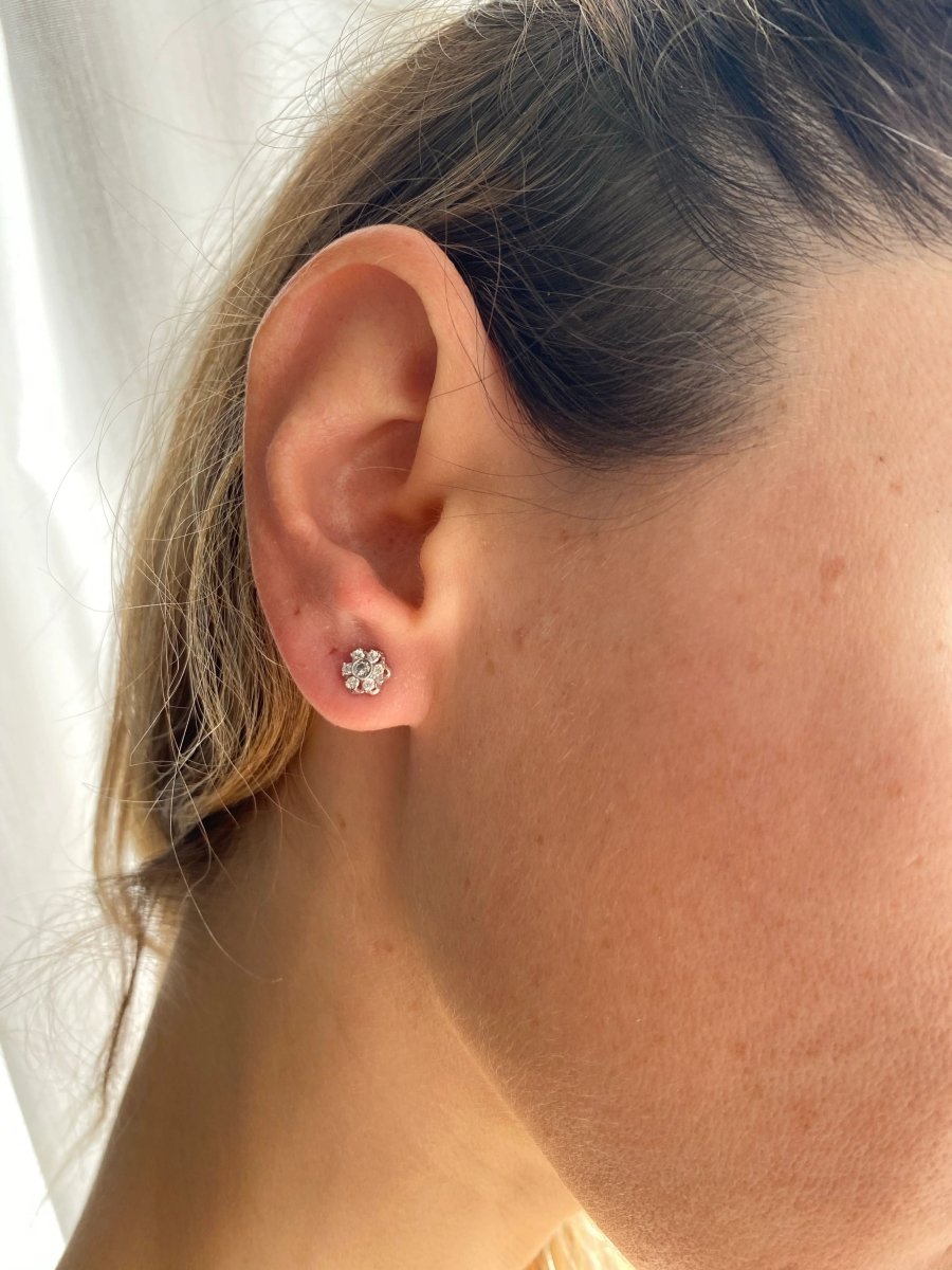 Boucles d'oreilles vintage en or avec diamants et grappes - Castafiore