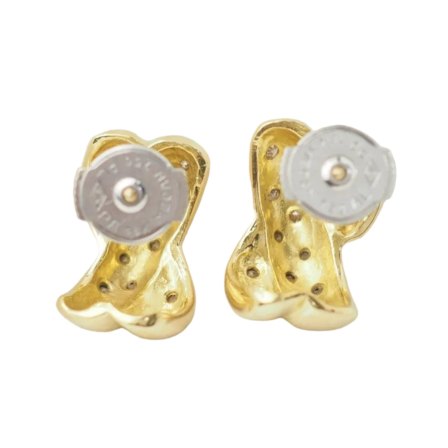 Boucles d'oreilles vintage en or bicolore et diamants - Castafiore