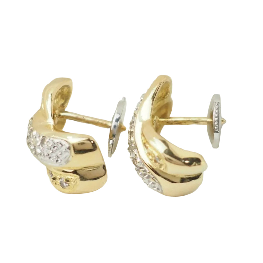Boucles d'oreilles vintage en or bicolore et diamants - Castafiore