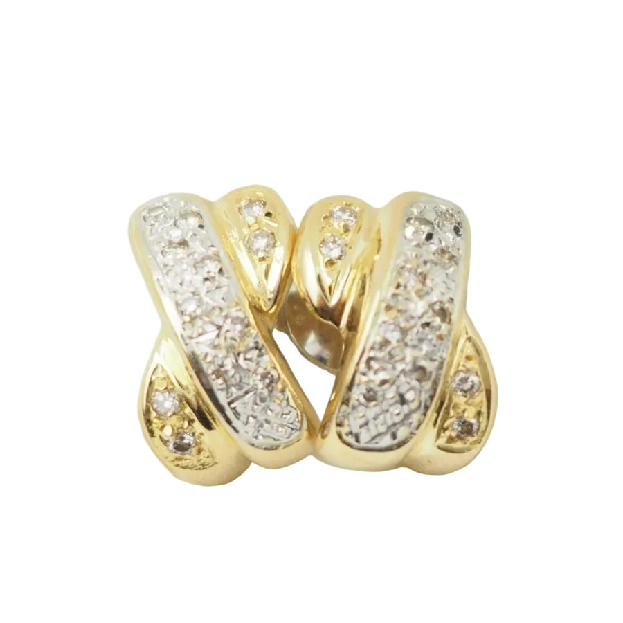 Boucles d'oreilles vintage en or bicolore et diamants - Castafiore