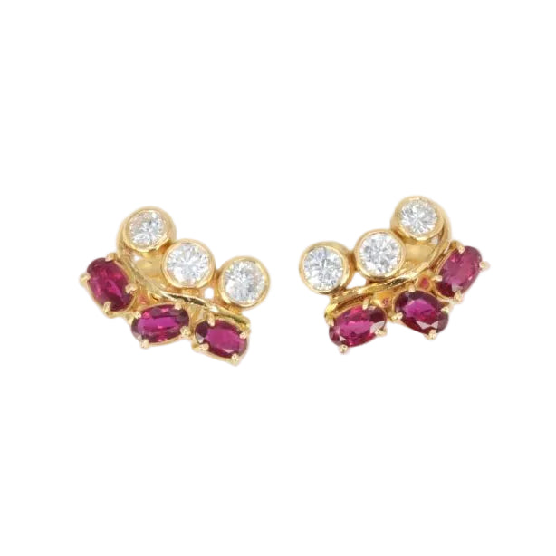 Boucles d’oreilles vintage en or, diamants et grenats - Castafiore