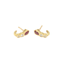 Boucles d’oreilles vintage en or jaune, diamants et rubis - Castafiore