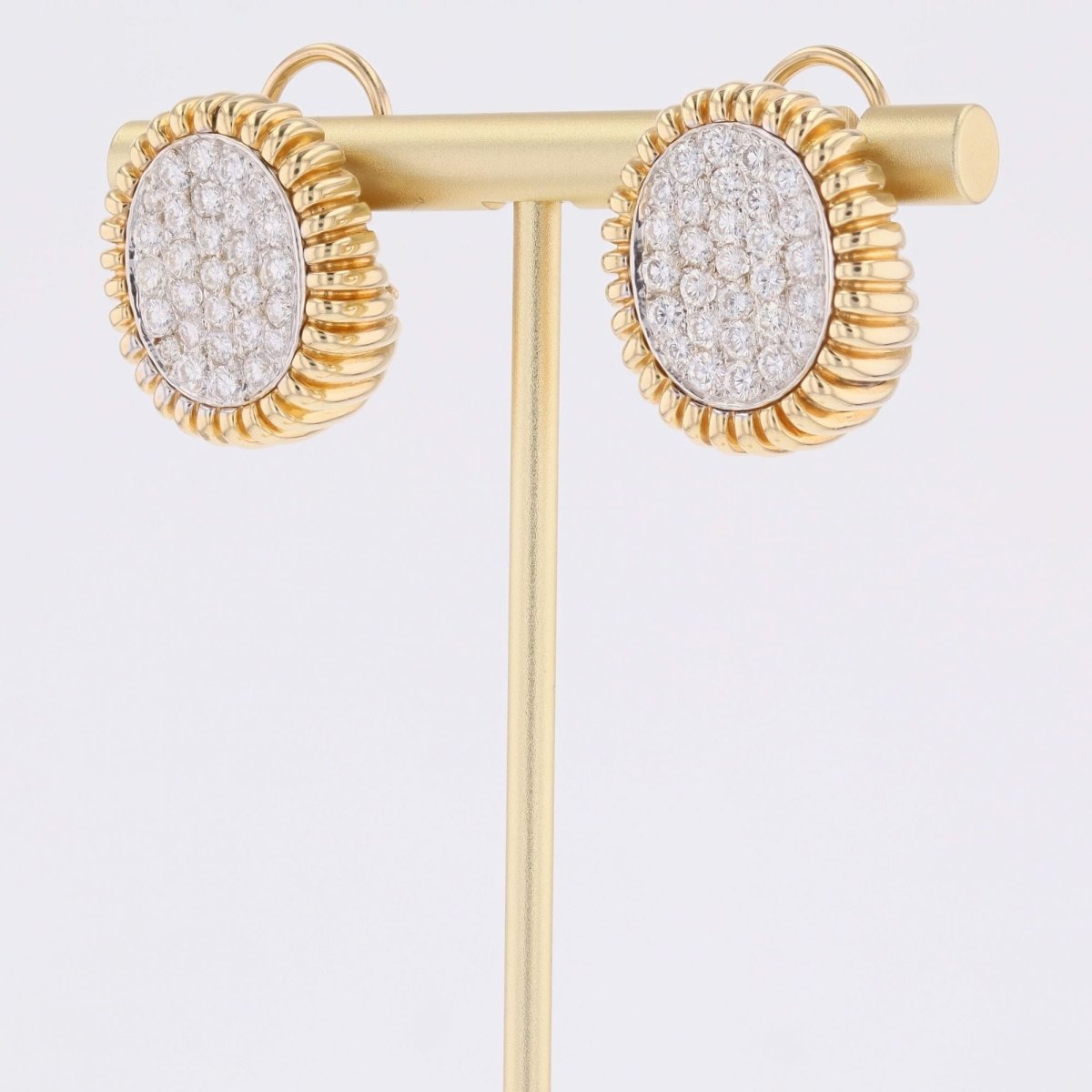 Earrings diamonds yellow gold paltinium vintage