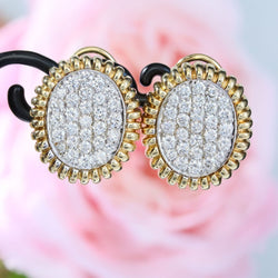 Earrings diamonds yellow gold paltinium vintage