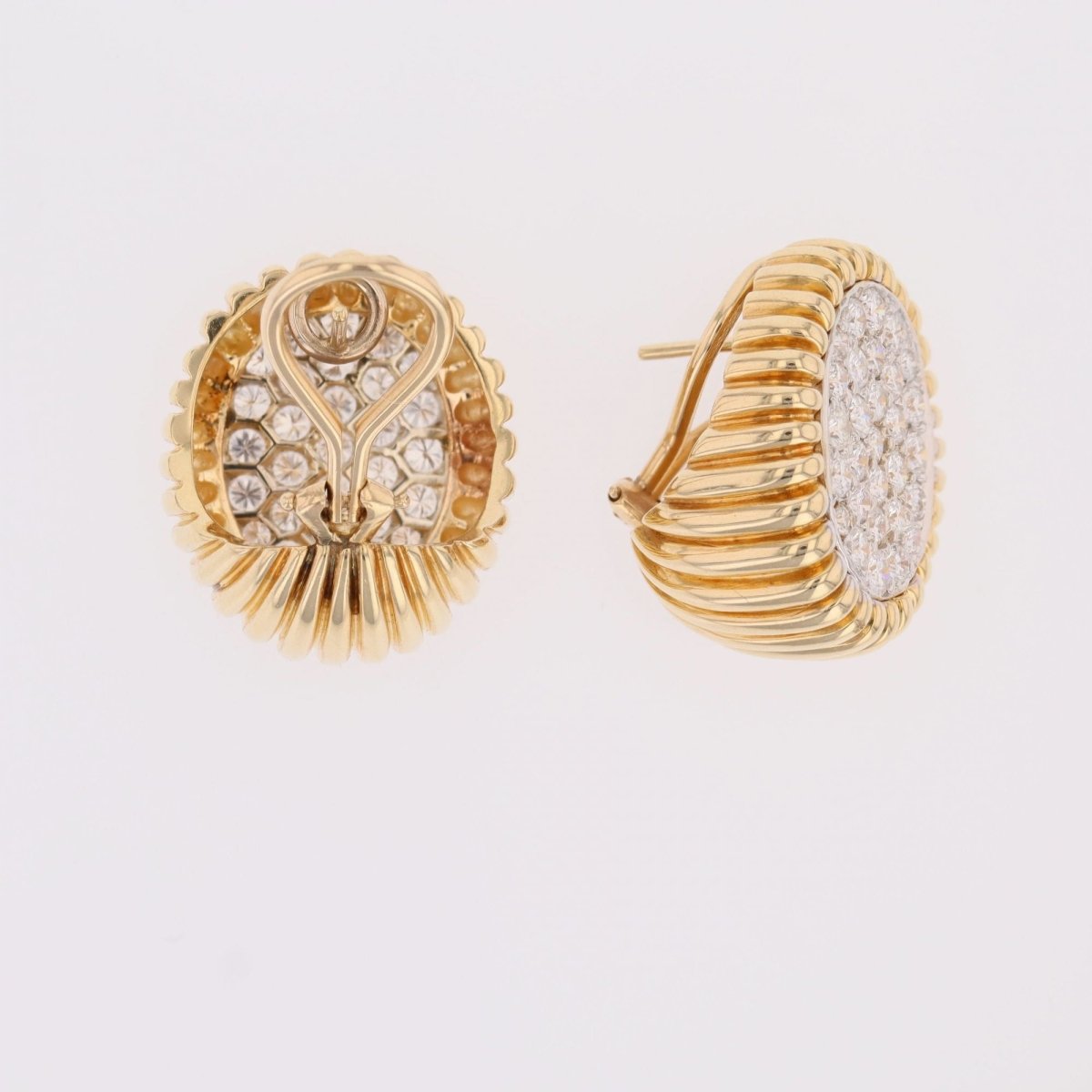 Earrings diamonds yellow gold paltinium vintage