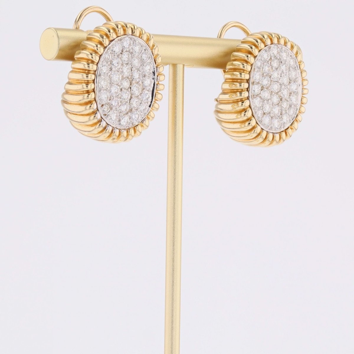 Earrings diamonds yellow gold paltinium vintage