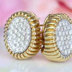 Earrings diamonds yellow gold paltinium vintage