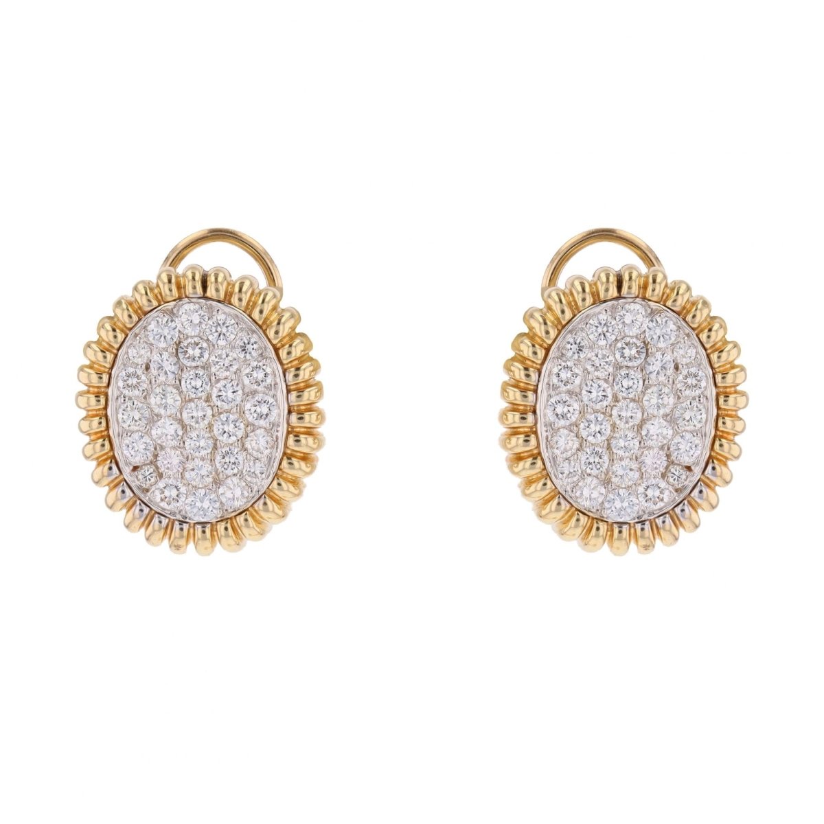 Earrings diamonds yellow gold paltinium vintage