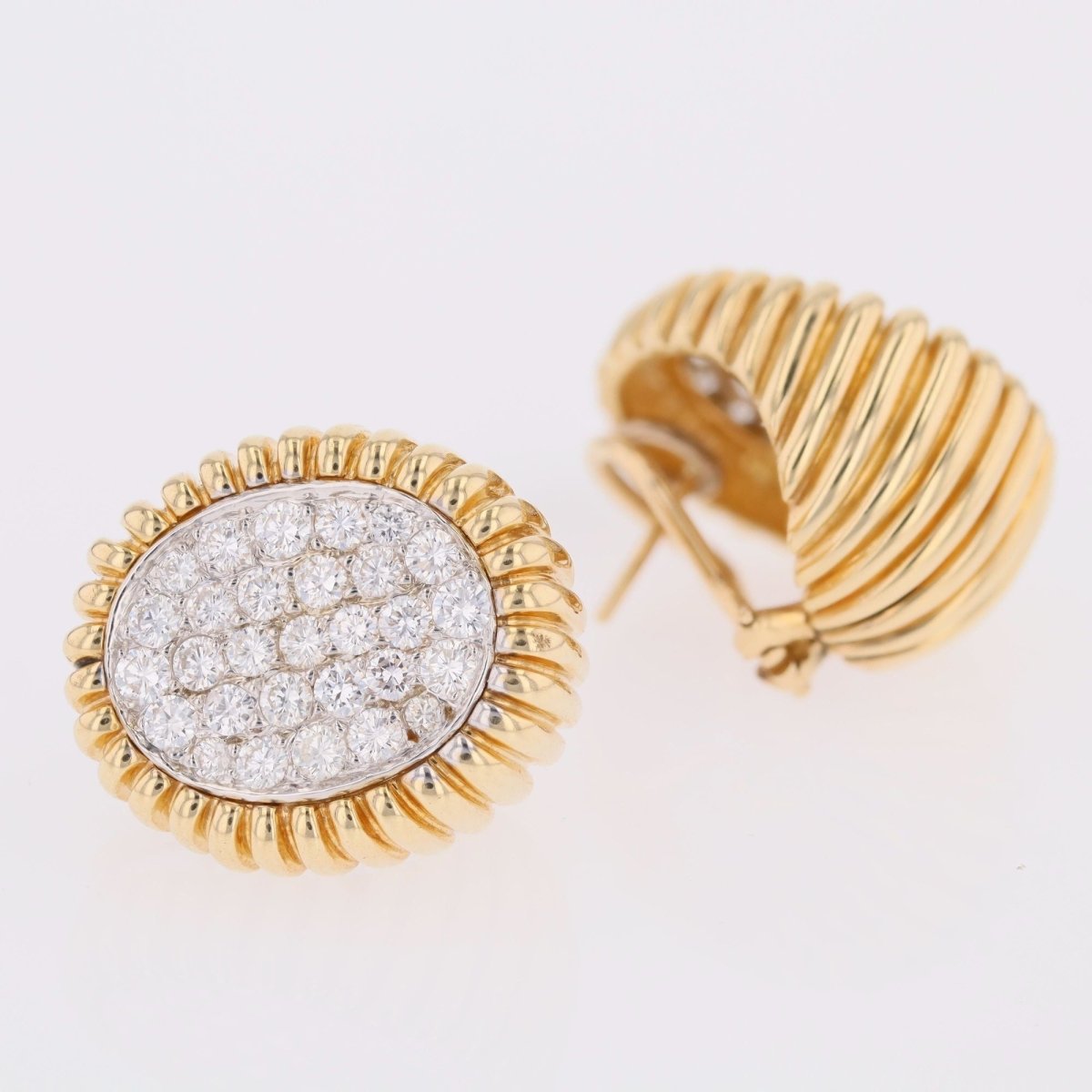 Earrings diamonds yellow gold paltinium vintage