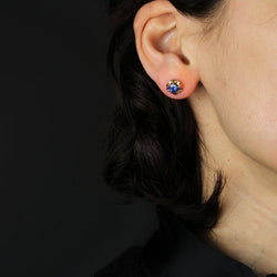 Boucles d'oreilles VINTAGE Puces en or jaune et saphirs - Castafiore