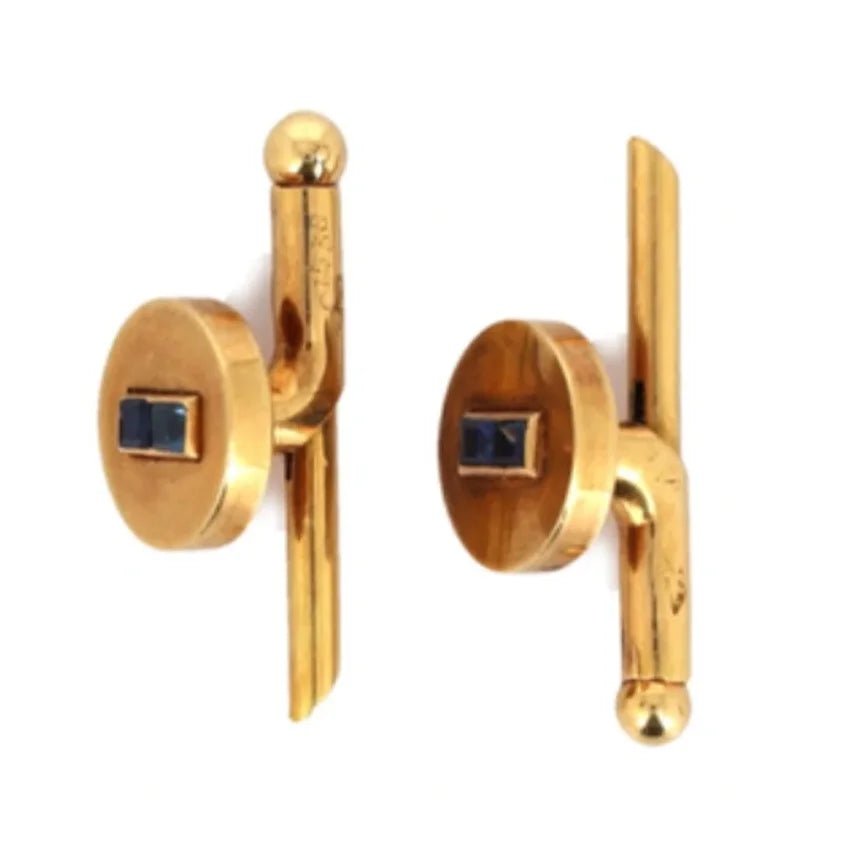 Boutons de col CARTIER en or jaune et saphirs - Castafiore
