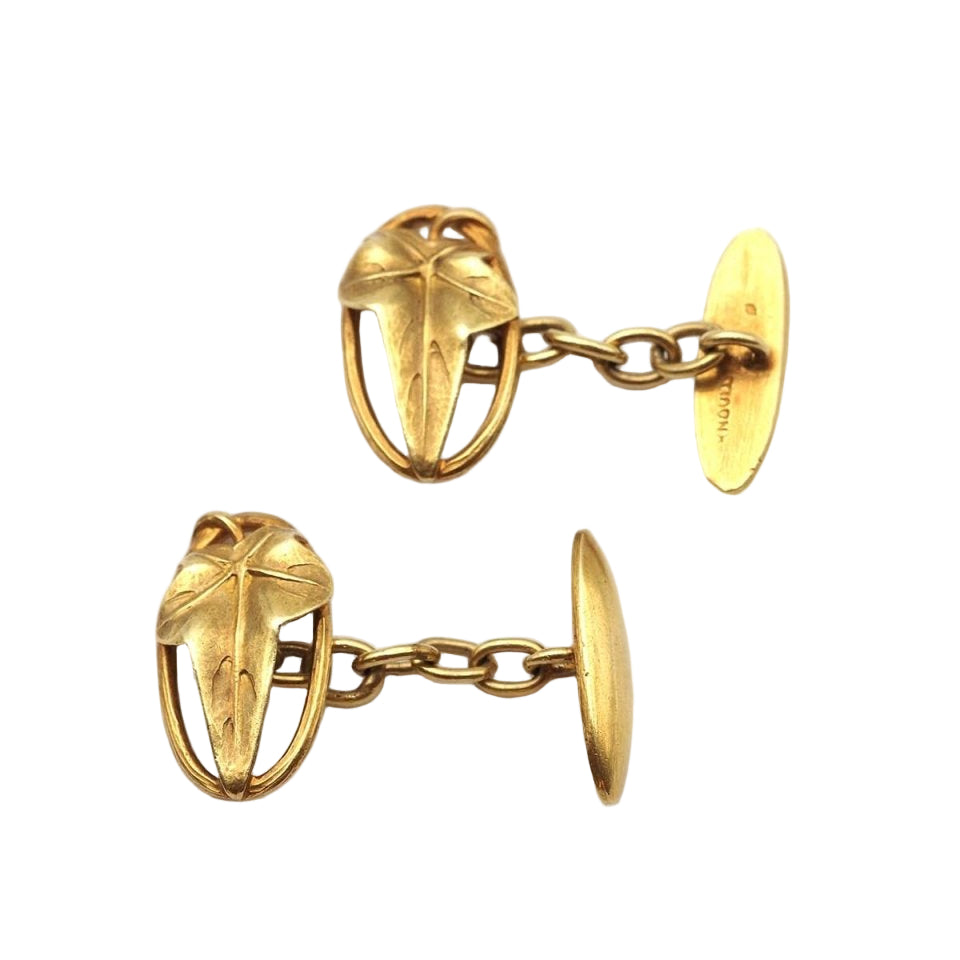 Boutons de manchette ARNOULD Art Nouveau en or jaune - Castafiore