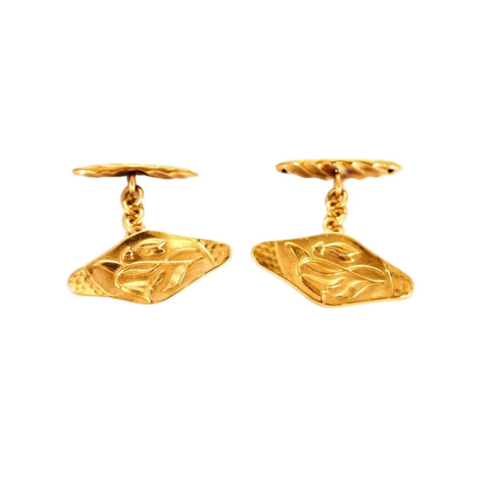 Boutons de manchette Art Nouveau en or jaune - Castafiore