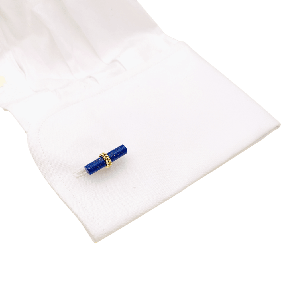 Boutons de manchette BOUCHERON en or jaune et lapis - lazuli - Castafiore