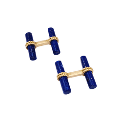 Boutons de manchette BOUCHERON en or jaune et lapis - lazuli - Castafiore