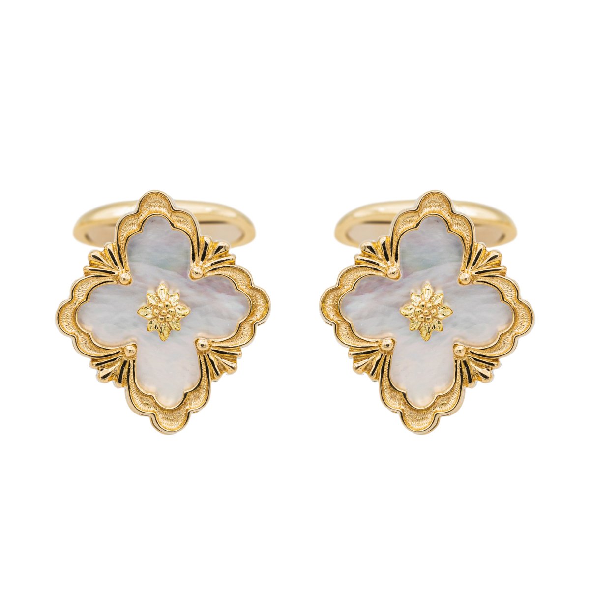 Boutons de manchette BUCCELLATI en or jaune et nacre - Castafiore