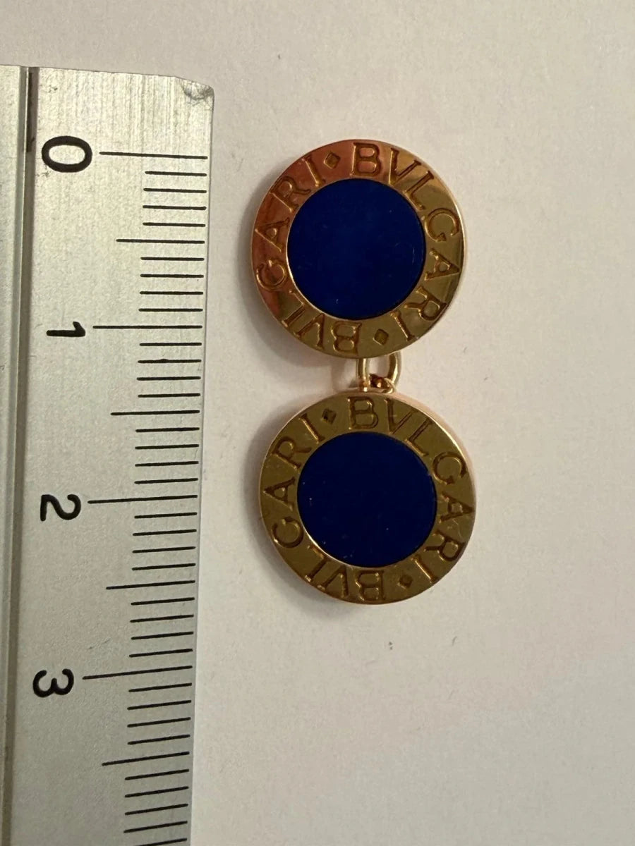 Boutons de manchette BULGARI en or jaune et lapis-lazuli - Castafiore